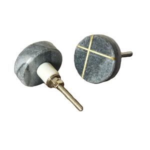 Poignée de porte en laiton avec pierre ronde, forme et taille personnalisées, fabriquée en Inde - Product Image 1