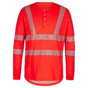 Chemise de travail haute visibilité pour hommes en jersey coton-poly, manches longues, tissu respirant mélangé, bandes réfléchissantes multi-zones, vêtement de sécurité pour usine - Product Image 1