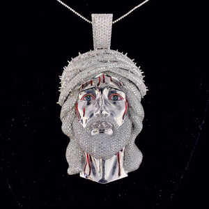 จี้พระเยซูประดับเพชรโมอิสซาไนต์ สร้อยคอเงินแท้ 925 ชุบทองคำขาว สไตล์ฮิปฮอป เครื่องประดับคริสเตียน - Product Image 1