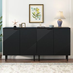 Mirod Set 2 moderni minimalisti supporto TV ripiani regolabili elegante geometrico Design porta versatili armadi per soggiorno - Product Image 2