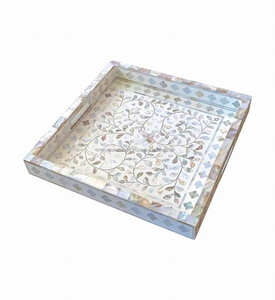 Cadeaux de fête antiques de haute qualité taille personnalisée plateau d'incrustation d'os poli rectangulaire Vintage moderne assiettes marocaines personnelles - Product Image 3