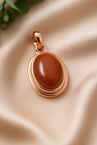 Colgante de Piedra Preciosa Cornalina Naranja Ovalada Natural, Plata de Ley 925, Joyería Boho Hecha a Mano, Oro Rosa/Oro Amarillo - Product Image 2