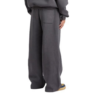 En blanco francés Terry algodón de gran tamaño suelto peso pesado doble cintura pierna recta pierna ancha hombres bengalas pantalones de chándal holgados 2026 - Product Image 4