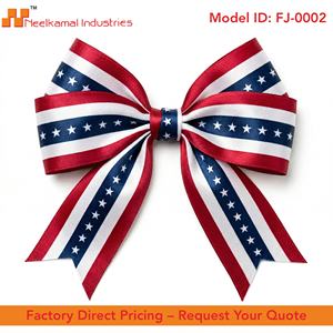 Cinta Decorativa Patriótica del 4 de Julio de 25 mm de Neelkamal Industries, Cinta con Borde de Alambre con Estrellas y Rayas de la Bandera Estadounidense para Manualidades - Product Image 2