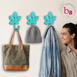 Ba Rustic Turquoise Maple <b>Leaf</b> <b>Wall</b> Hook Metal Handmade <b>Decorative</b> Coat Hanger Single Hook Plant Pattern - Product Image 6