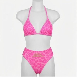 Ensemble de bikini rose imprimé léopard à dos nu North Approach, maillot de bain deux pièces taille haute extensible et tendance pour femme - Product Image 1