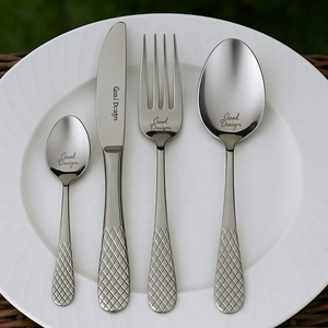 Ensembles de couverts en métal à poignée martelée pour mariage Ensembles de couverts dorés mats pour location de mariage et hôtel de luxe - Product Image 1