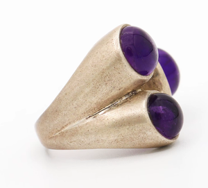 Bague en argent sterling 925 faite à la main avec améthyste naturelle taille bague et sertissage clos, style vintage, pour mariage et fête, vente en gros de bijoux - Product Image 5