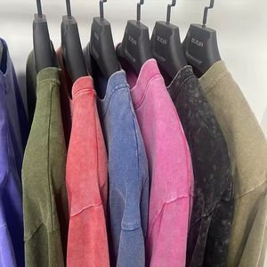 เสื้อยืดเนื้อหนา ซักย้อมสีแบบแอซิดวอช ผ้าฝ้ายเจอร์ซีย์ 100% เสื้อยืดหรูหราสไตล์วินเทจทรงโอเวอร์ไซส์ เสื้อยืดเปล่าสำหรับผู้ชาย - Product Image 4