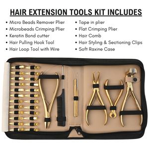 Complete Hair Extension Kit Keratin Bond Cutter Microbeads Remover Hair Pull Loop Tool Curved <b>Needles</b> Mini Scissor Raxine <b>Case</b> - Product Image 2