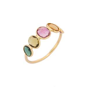 18K Yellow <b>Gold</b> Natural <b>Opal</b> Wedding <b>Ring</b> for Women-Resizable Prong Setting Band - Product Image 2