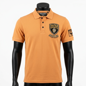 Camiseta polo transpirable de algodón de 220 GSM para hombre, color mostaza naranja, con logotipo personalizado bordado, camiseta con parche, polos para hombre - Product Image 1