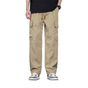 Pantalones Cargo Rectos de Verano para Hombre, de Alta Calidad, al por Mayor, Ajuste Holgado, Color Sólido, con Múltiples Bolsillos, Pantalones Casuales Holgados para Trabajo - Product Image 1