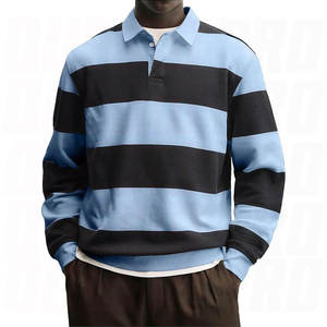 Competitive Price Men's Solid Color Knitted <b>Polo</b> <b>Shirts</b> 100% Organic Cotton 220g Private Label Long Sleeve Striped Rugby <b>Shirts</b> - Product Image 2