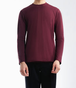 Camiseta deportiva de secado rápido para hombre, corte ajustado, 100% algodón, cuello redondo, logotipo personalizado, tejido de punto, manga larga. - Product Image 5