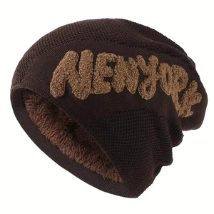 Autumn and <b>Winter</b> Trendy Versatile Knitted Pullover <b>Hat</b> for Men New Alphabet Plush Warm Stock Common Fabric Feature - Product Image 4