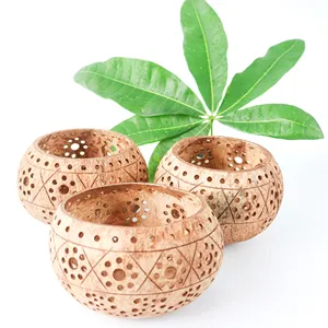 Supports de bougies en coquille de noix de coco durables, prix compétitif, support en bois pour bougies tealight. - Product Image 6
