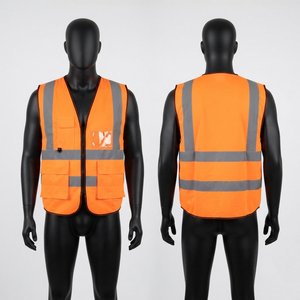 Gilet de sécurité en polyester de qualité supérieure 120 GSM, panneaux réfléchissants orange, broderie de logo personnalisé, impression par transfert thermique, vêtements de travail - Product Image 1
