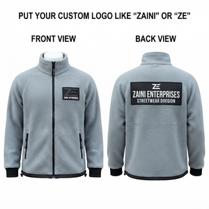 Men 320 GSM Premium Polar Fleece <b>Jacket</b> <b>Light</b> Grey Full Zip Soft Thermal Custom Embroidery Woven Patch Logo Winter Wear - Product Image 1