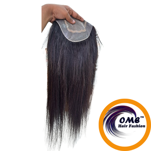 Premium femmes Remy cheveux indiens avant de lacet perruque vague naturelle Topper Base en soie 100% densité noeuds blanchis pour la perte de cheveux - Product Image 4