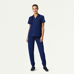 Conjunto de Uniforme Médico Moderno para Mujer, 70% Poliéster, 30% Rayón, Transpirable, con Cierre Frontal y Cintura Elástica - Product Image 3