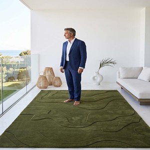 Alfombra Contemporánea Dorada con Diseño de Líneas Orgánicas, Hecha a Mano con Lana Premium, Alfombra Decorativa Moderna para Sala de Estar y Dormitorio - Product Image 4