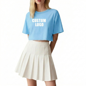 T-shirt court en mélange de coton durable pour femme, décontracté, uni, écologique, col rond, production en gros - Product Image 1