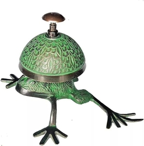 <b>Brass</b> Frog Table <b>Bell</b> Animal Shaped Call Chime Decorative Counter Accent for Restaurant Cafe Hotel Home Office - Product Image 2