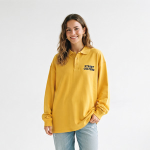 <b>Women</b>’s Long Sleeve Polo <b>Shirt</b> Premium Quality Loose Fit Oversized 100% Cotton Polo Tee Casual Wear Wholesale Manufacturer - Product Image 6