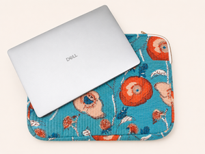 Funda acolchada floral para portátil con cremallera, bolsa protectora para tablet, bolsa de transporte para oficina y viajes, regalo, estampado a mano, 250 gsm - Product Image 3