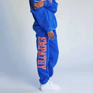 <b>Women</b> Blue Empath Letter Print Tracksuit <b>Set</b> Crew Neck Full Sleeve Loose Fit Casual Sweatshirt and Sweatpants with Side Pockets - Product Image 2