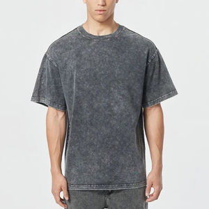 Camisetas al por mayor con efecto ácido para hombre, precio económico, camisetas de algodón para hombre, fabricante de ropa urbana, camisetas gráficas desgastadas de corte holgado. - Product Image 1
