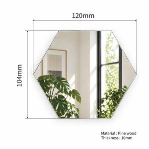 Frameless Hexagon Wall <b>Mirror</b> Pine Wood Backing <b>Self</b> <b>Adhesive</b> No Drill Modern DIY Bathroom Bedroom Home Decor - Product Image 4