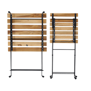 3-Piece Outdoor Bistro <b>Set</b> Folding <b>Table</b> <b>and</b> <b>Chairs</b> Wood Panel Modern Design Steel Frame Garden Patio Use - Product Image 2