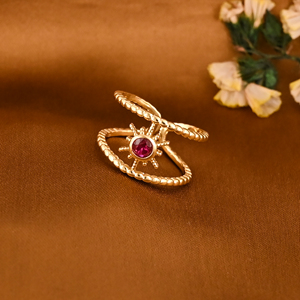 Anillo de Diseño Ajustable Minimalista y Moderno, Chapado en Oro con Imitación de Rubí, para Mujer, Lote al por Mayor de 25 Pares para Bodas - Product Image 2