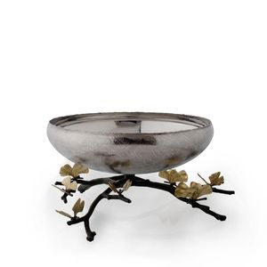 Bol de service de luxe en métal avec support en feuille d'or, décoration de table élégante, bol à fruits et salades en acier inoxydable, bols de centre de table - Product Image 1