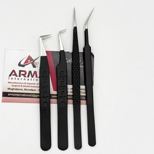 Pinzas para Pestañas Negras Mate de Acero Inoxidable, Probadas a Mano, para Cuidado Personal y Belleza, Pinzas para Extensión de Pestañas con Marca Privada - Product Image 2