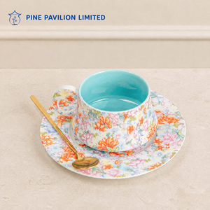 Pine Pavilion High-end Bone China <b>Tea</b> Cup and Saucer <b>Set</b> Falangcai European Arabic Floral Coffee Cup with Spoon <b>Porcelain</b> - Product Image 3