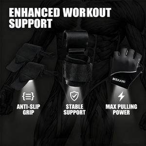 Guantes de levantamiento de pesas 3 en 1 con ganchos y muñequeras, ganchos ajustables para peso muerto para levantamiento de pesas y culturismo - Product Image 6