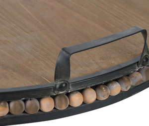 Modern & Top Trending <b>Black</b> Iron Handle Wooden Beaded <b>Tray</b> Metal <b>Serving</b> <b>Tray</b> for Table Decoration Customized Size & Shape - Product Image 5