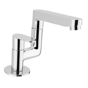 ก๊อกน้ำติดผนังแบบคอหงส์ ทำจากทองเหลือง สำหรับเครื่องซักผ้า  ก๊อกน้ำอ่างล้างหน้าในห้องน้ำ  ก๊อกน้ำห้องครัว  แบบผสมน้ำร้อนน้ำเย็น  ผิวโครเมียม - Product Image 1