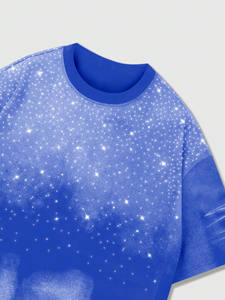 Wholesale 100% Cotton loose Fit <b>T</b>-<b>Shirt</b> For Men with Rhinestones Custom <b>Sparkly</b> Rhinestones Casual Streetwear Oversize boxy Tee - Product Image 6