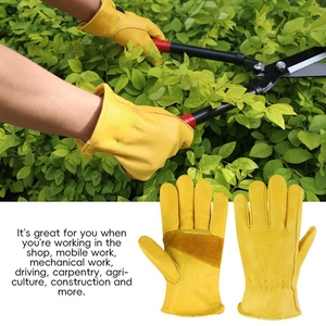 Reinforced Cowhide Grain Leather Driving <b>Gloves</b> Industrial Safety Hand Protection Heat Resistant Durable Gardening <b>Gloves</b> - Product Image 6