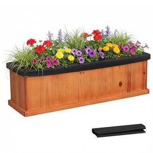 Fioriera in Pino con Fondo Staccabile 40 x 12,5 x 12 Pollici, Vaso Protettivo da Giardino per Erbe, Fiori e Verdure - Product Image 1