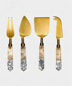Golden <b>Cheese</b> <b>Knife</b> <b>Set</b> With stone Handle Metal Blade Dishwasher Safe Ideal For Kitchen And Parties Home And Cafe Use - Product Image 1