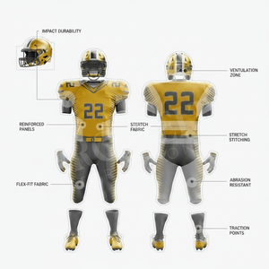 Comfortable New Latest Design Whole Sale Cheap Price American Football Uniforms Athletic Training Protective Sports Football Kit - Product Image 3