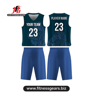 Conjunto de Uniforme de Baloncesto Personalizado con Estampado de Hojas Tropicales, Cuello en V, Sin Mangas, Absorbente de Humedad para Adultos - Product Image 2