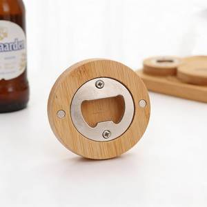 Vintage Rectangular Wooden Bottle <b>Opener</b> Keychain Imprint Mark Magnetic Wall Hanging Dishwasher Safe Stainless - Product Image 2