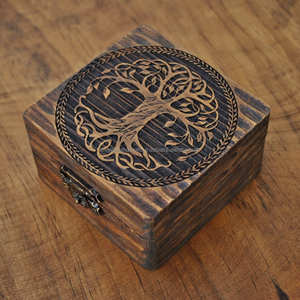 <b>Wooden</b> Box with Hinged Lid Large Storage Bamboo Box Stash Box with Rolling - Product Image 1