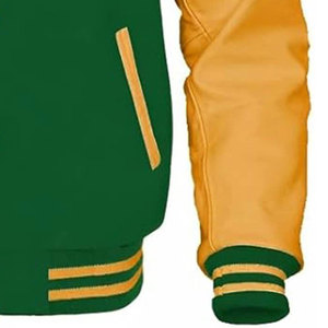 เสื้อแจ็คเก็ตเบสบอลสไตล์ Letterman สำหรับผู้ชาย น้ำหนักเบา ระบายอากาศได้ดี ปักลายตามสั่ง แขนสีเหลือง เสื้อแจ็คเก็ต Varsity - Product Image 2
